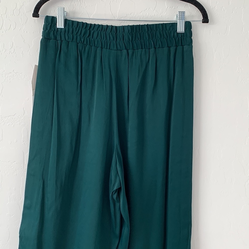 🔥💚 NWT Good American The Satin Snap Button Pant Emerald Wide Leg High Waisted - Picture 7 of 10